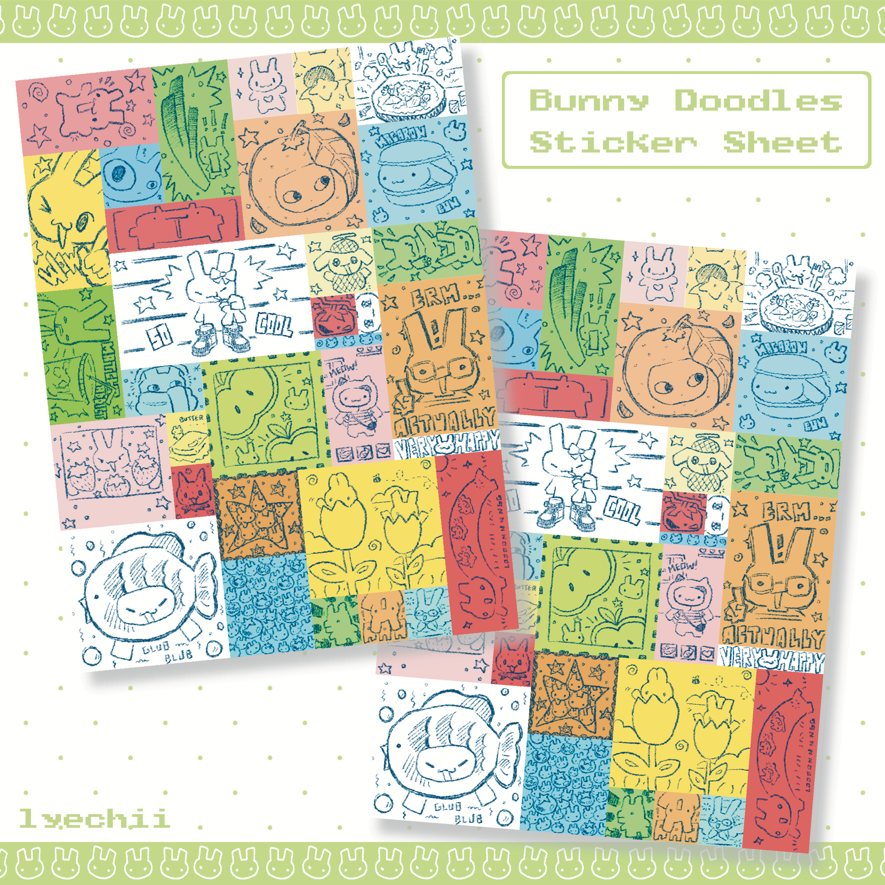 Bunny Doodles Sticker Sheet