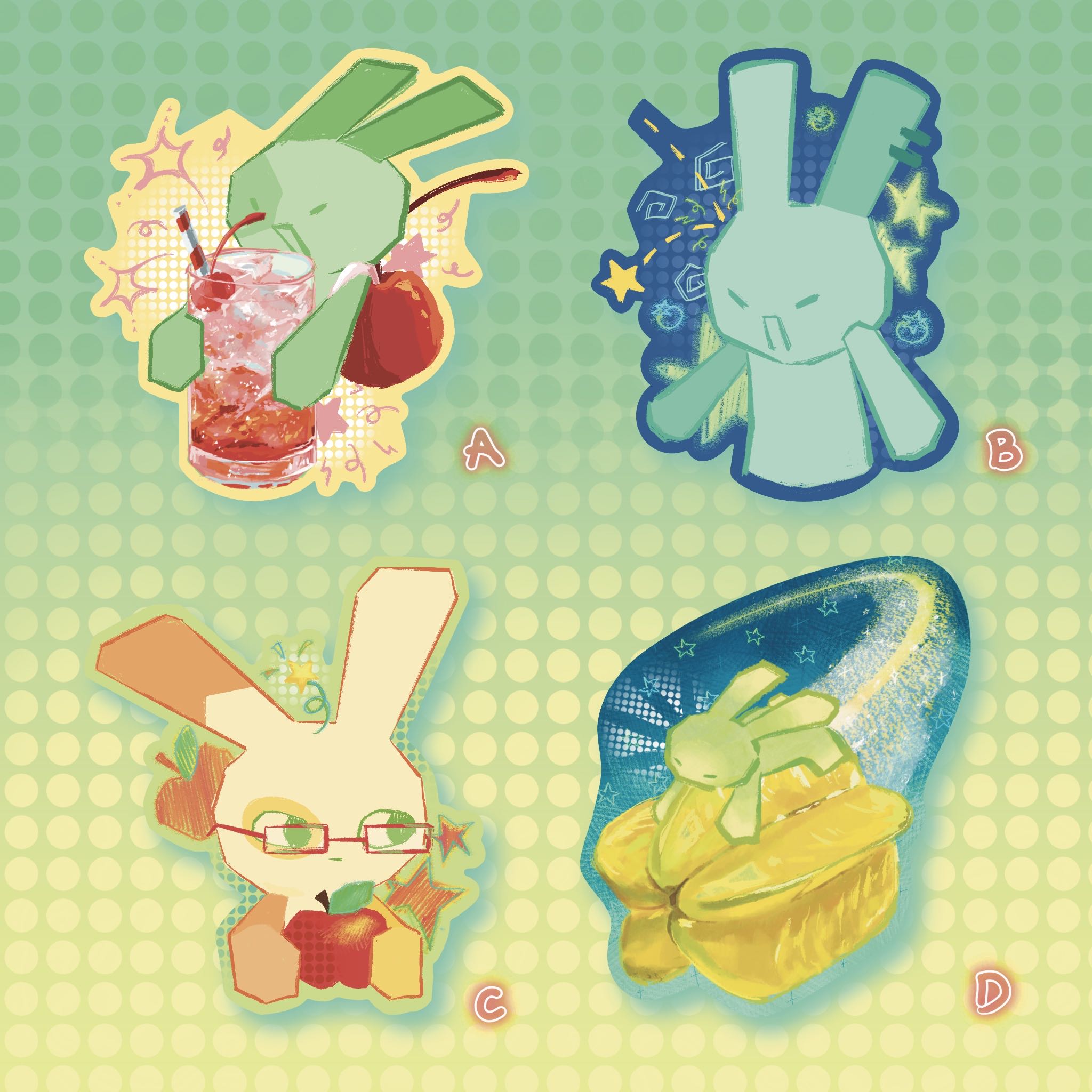 Fruit Bunny Stickers